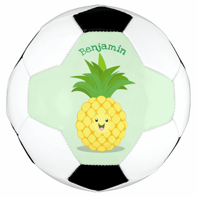 Cute pineapple cartoon illustration soccer ball (Front)