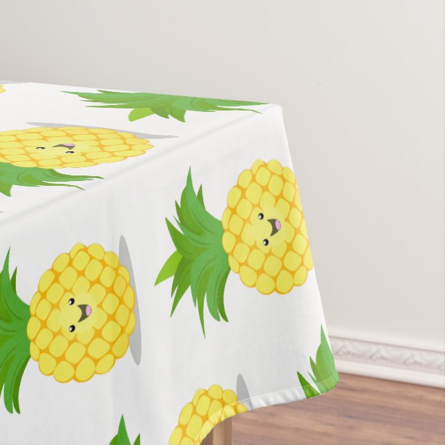Cute pineapple cartoon illustration tablecloth (In Situ)