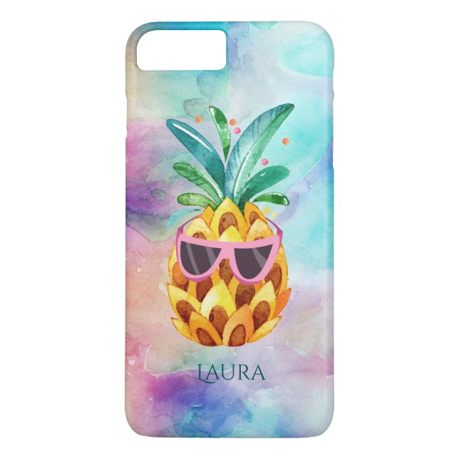 Cute Pineapple Colourful Watercolors Background Case-Mate iPhone Case (Back)
