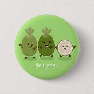 Cute pineapple guava feijoa cartoon illustration 2 inch round button