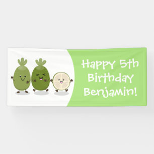 Cute pineapple guava feijoa cartoon illustration banner