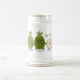 Cute pineapple guava feijoa cartoon illustration beer stein