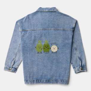 Cute pineapple guava feijoa cartoon illustration denim jacket