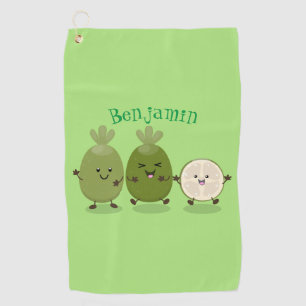 Cute pineapple guava feijoa cartoon illustration  golf towel