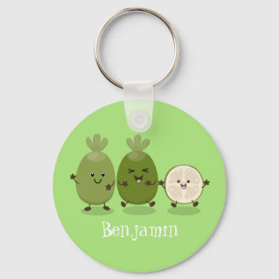 Cute pineapple guava feijoa cartoon illustration keychain