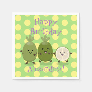 Cute pineapple guava feijoa cartoon illustration napkin