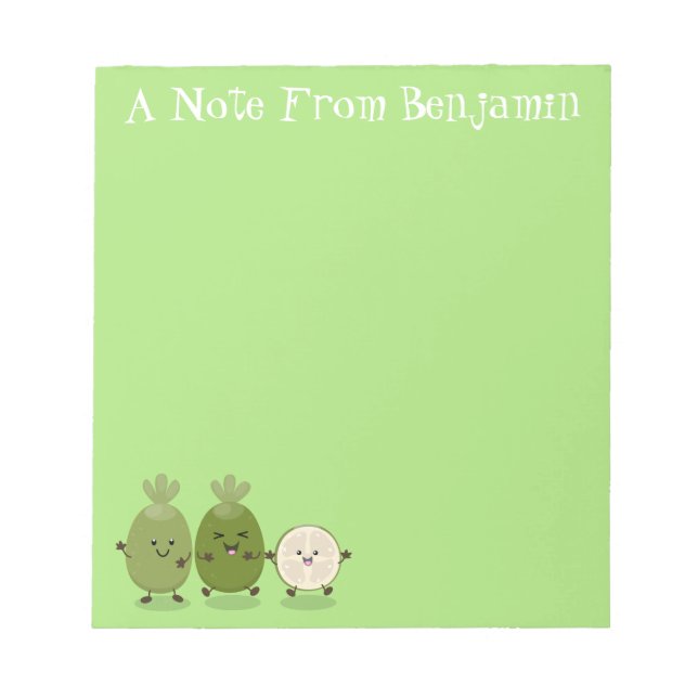 Cute pineapple guava feijoa cartoon illustration notepad (Front)