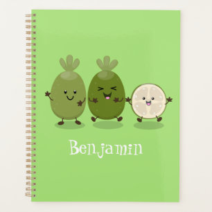 Cute pineapple guava feijoa cartoon illustration planner