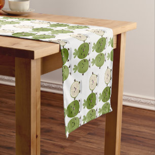 Cute pineapple guava feijoa cartoon illustration short table runner