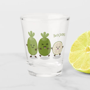 Cute pineapple guava feijoa cartoon illustration shot glass
