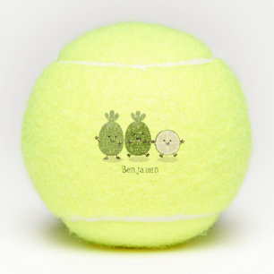 Cute pineapple guava feijoa cartoon illustration tennis balls