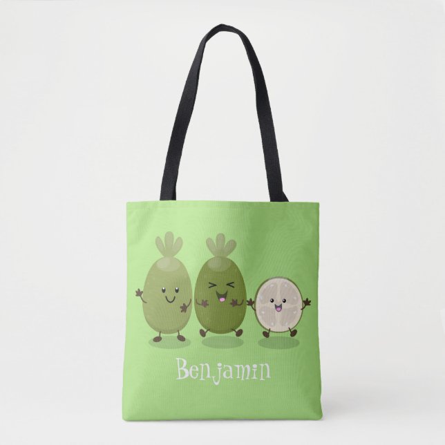 Cute pineapple guava feijoa cartoon illustration tote bag (Front)