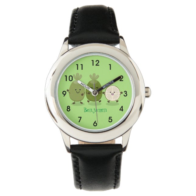 Cute pineapple guava feijoa cartoon illustration watch (Front)