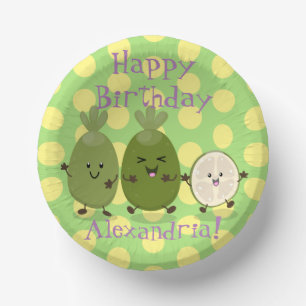 Cute pineapple guava feijoa funny cartoon paper plate