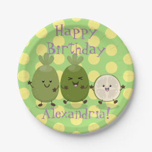 Cute pineapple guava feijoa funny cartoon paper plate
