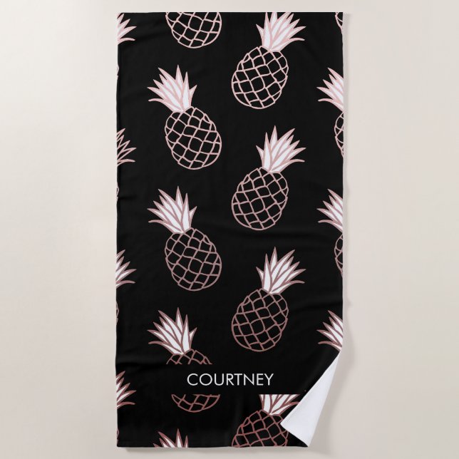 Cute Pineapple Pattern Beach Towel (Front)