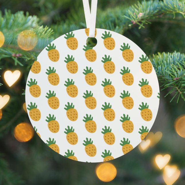Cute Pineapple Pattern | Modern Fertility IVF Metal Ornament (Creator Uploaded)