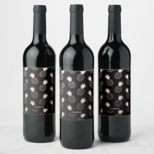 Cute Pineapple Pattern Wine Label