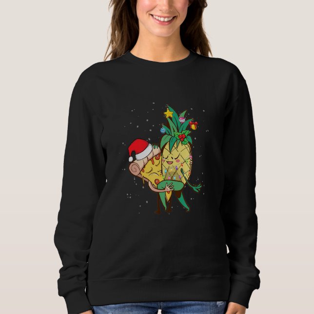 Cute Pineapple & Pizza Funny Couple Dancing Merry  Sweatshirt (Front)