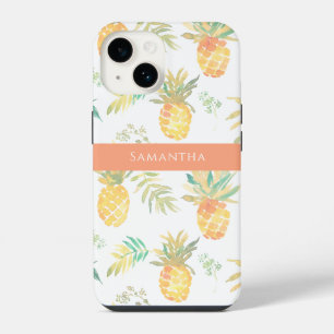 Cute Pineapple Summer Pattern Name iPhone 14 Case