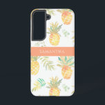 Cute Pineapple Tropical Summer Pattern Name  Samsung Galaxy Case<br><div class="desc">Cute pineapple tropical summer pattern Samsung Galaxy case with name. Easy to change the name. Modern,  fun design.</div>