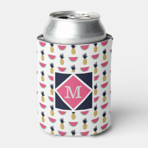 Cute Pineapple & Watermelon Doodle Pattern Can Cooler