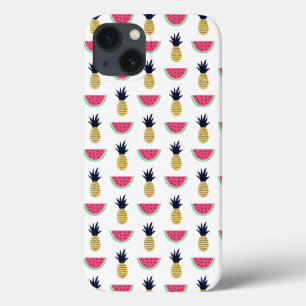 Cute Pineapple & Watermelon Doodle Pattern iPhone 13 Case