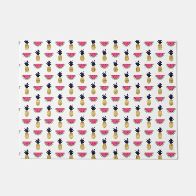 Cute Pineapple & Watermelon Doodle Pattern Doormat (Front)