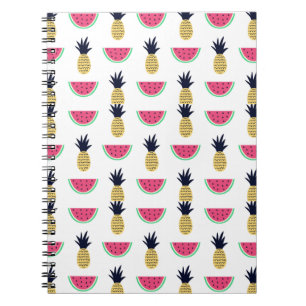 Cute Pineapple & Watermelon Doodle Pattern Notebook