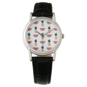 Cute Pineapple & Watermelon Doodle Pattern Watch