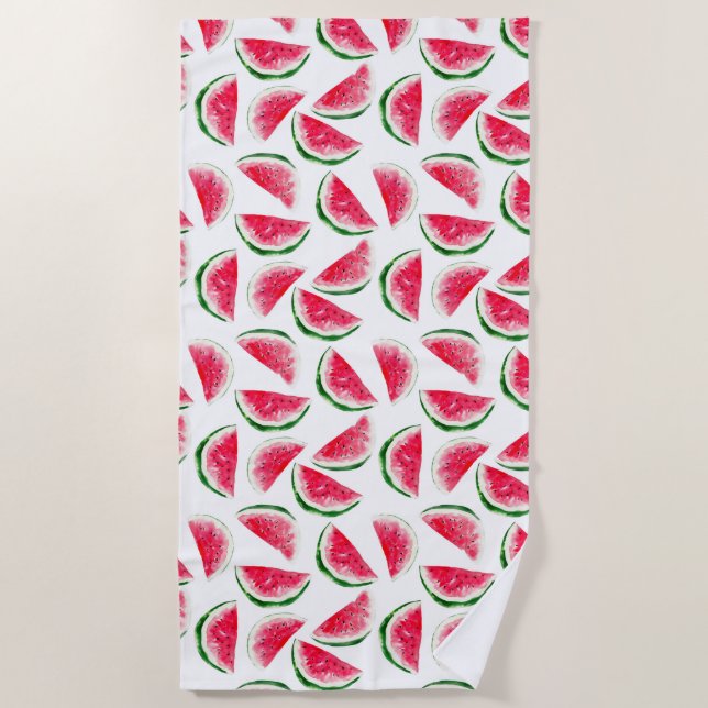 Cute Pineapple & Watermelon Pattern Beach Towel (Front)