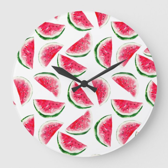 Cute Pineapple & Watermelon Pattern Large Clock (Front)