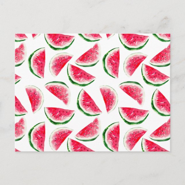 Cute Pineapple & Watermelon Pattern Postcard (Front)