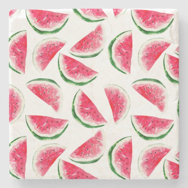 Cute Pineapple & Watermelon Pattern Stone Coaster (Front)