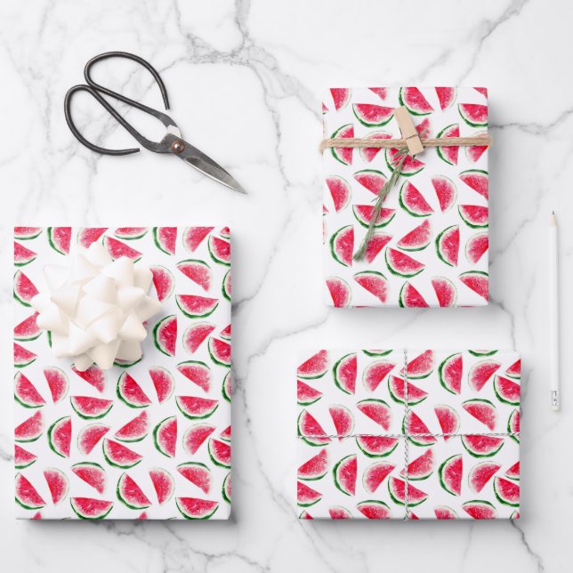 Cute Pineapple & Watermelon Pattern Wrapping Paper Sheet (Front)