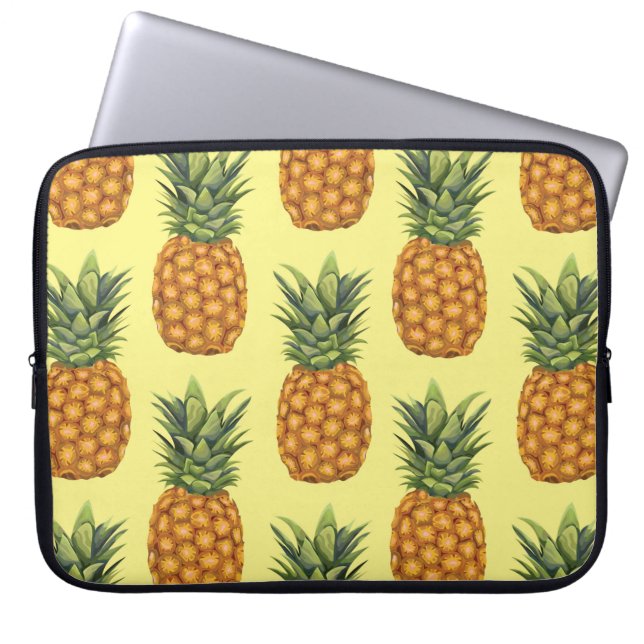 Cute pineapples abstract illustration pattern laptop sleeve (Front)