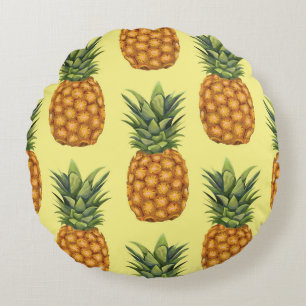 Cute pineapples abstract illustration pattern round pillow
