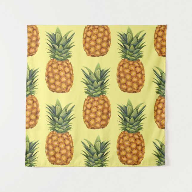 Cute pineapples abstract illustration pattern tapestry (Front)
