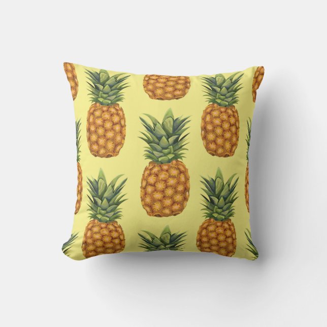 Cute pineapples abstract illustration pattern throw pillow (Front)