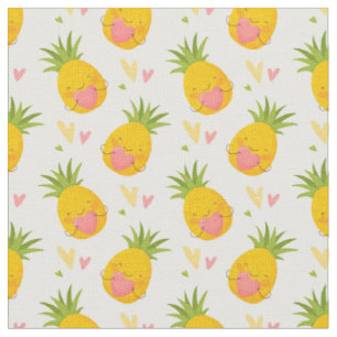 Cute Pineapples with Hearts Valentines Girls Fabric