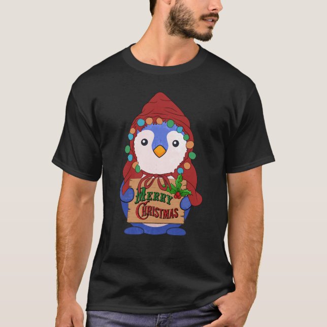 Cute pinguin wishes merry christmas  T-Shirt (Front)