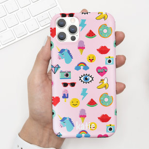 Cute Pink 80's Icons Emojis Pattern  Case-Mate iPhone Case