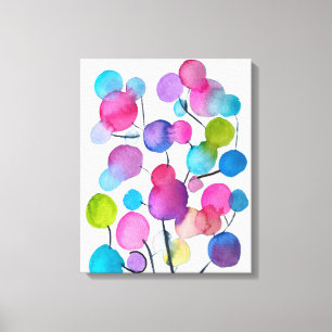 Cute pink abstract art tree canvas print