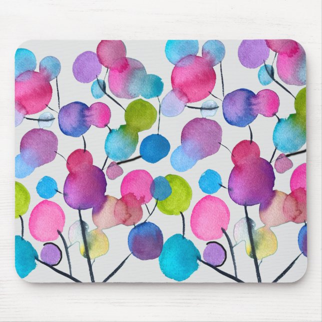 Cute pink abstract art tree mouse pad (Front)