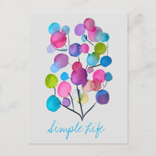 Cute pink abstract art tree postcard