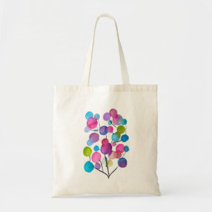 Cute pink abstract art tree tote bag