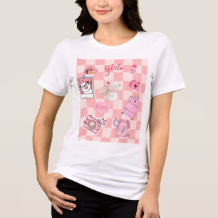 Cute pink Aesthetic kawaii checkerb  Tri-Blend Shirt