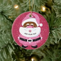 Cute pink African-American Santa Claus Christmas