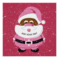 Cute pink African-American Santa Claus Christmas