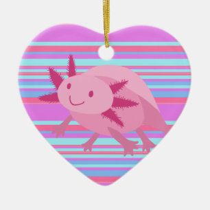 Cute Pink Albino Axolotl Ceramic Ornament